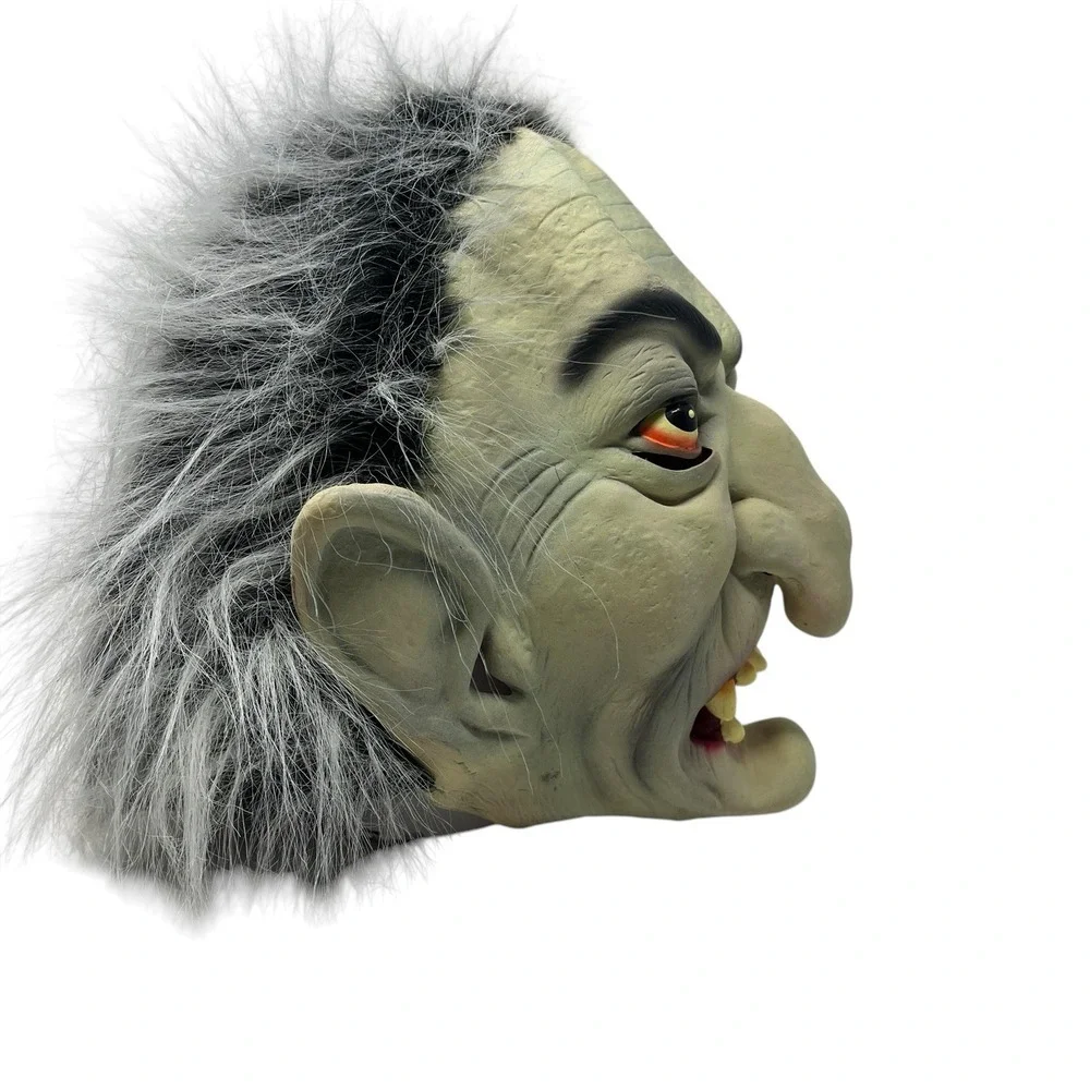 Vintage 1999 Paper Magic Group Latex Mask Ghoul Gray Hair Yellow Teeth Halloween